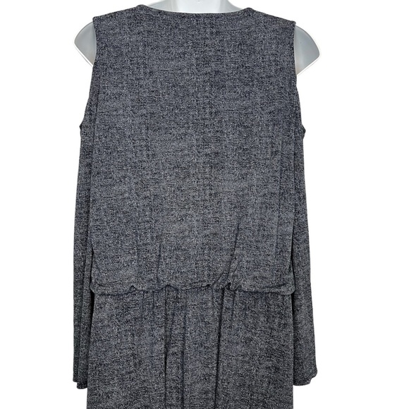 LONDON TIMES Gray Cold Shoulder Blouson Stretch Knit Knee Length Dress sz 10 - Picture 10 of 16